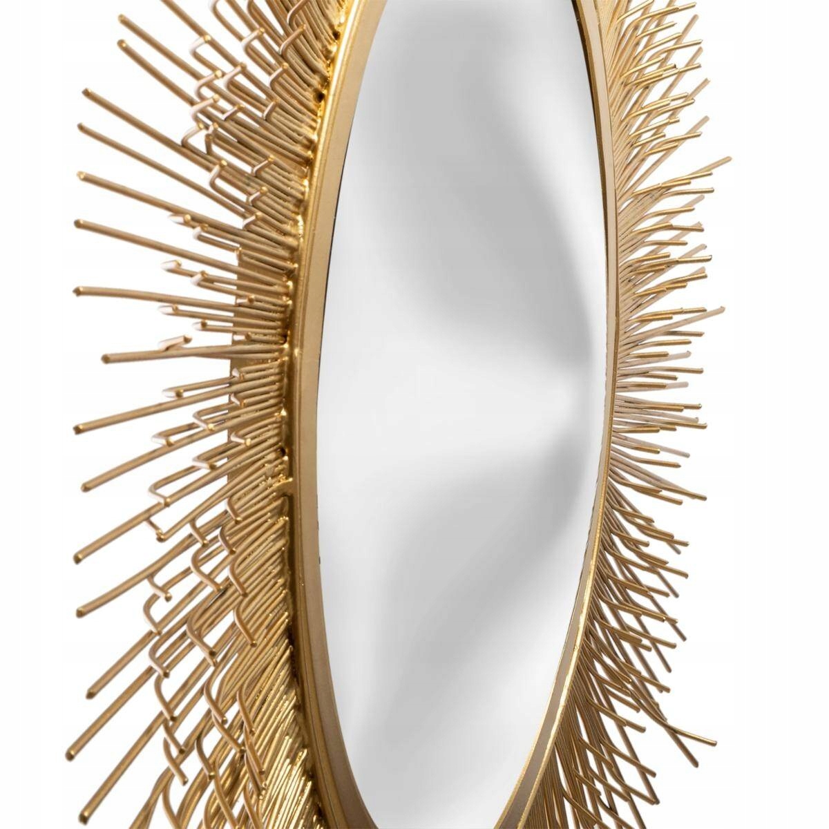 LUSTRO ŚCIENNE w ZŁOTEJ RAMIE PROMIENISTE SŁOŃCE Kształt koło