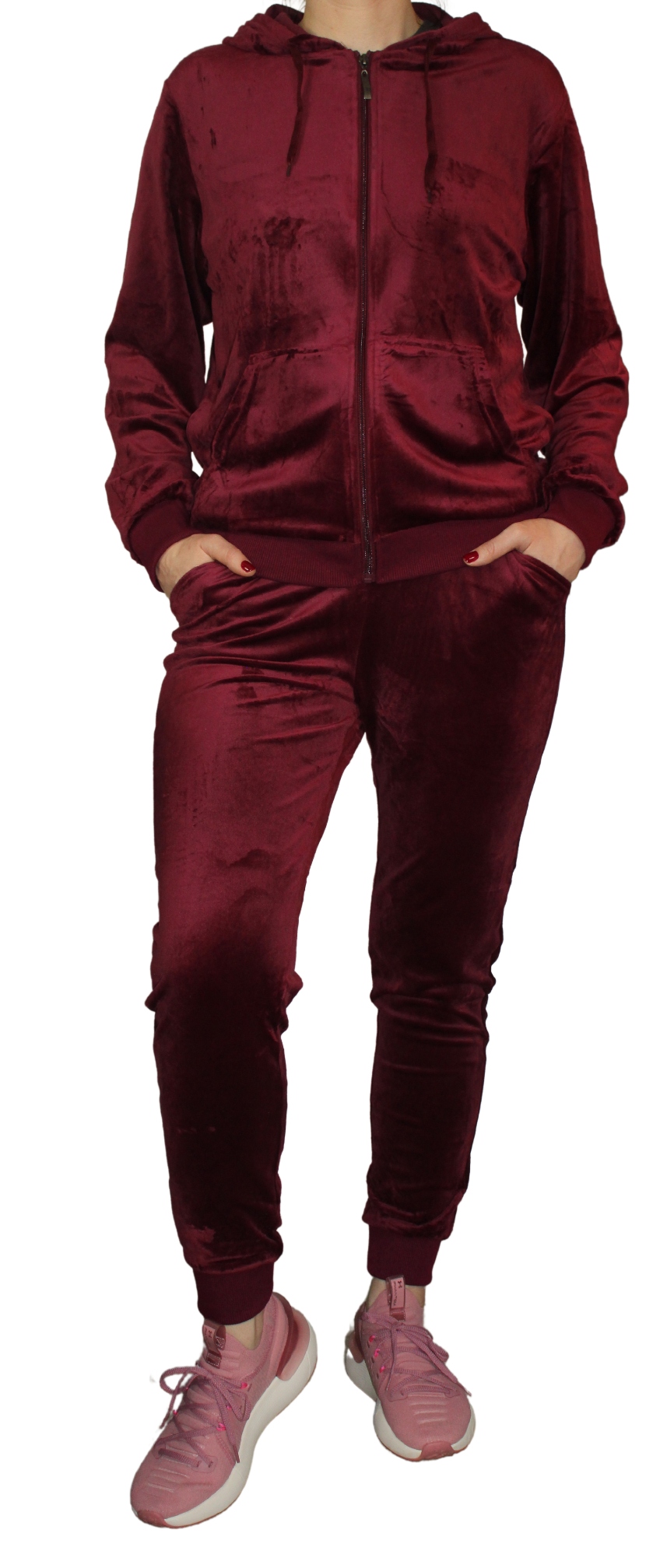 DRESOWY DAMSKI KOMPLET WELUROWY NOGAWKA NA ŚCIĄGACZU ROZMIAR L Rodzaj z kapturem