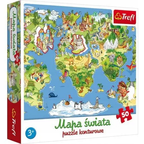 Puzzle Mapa Świata Konturowa 50 elementów