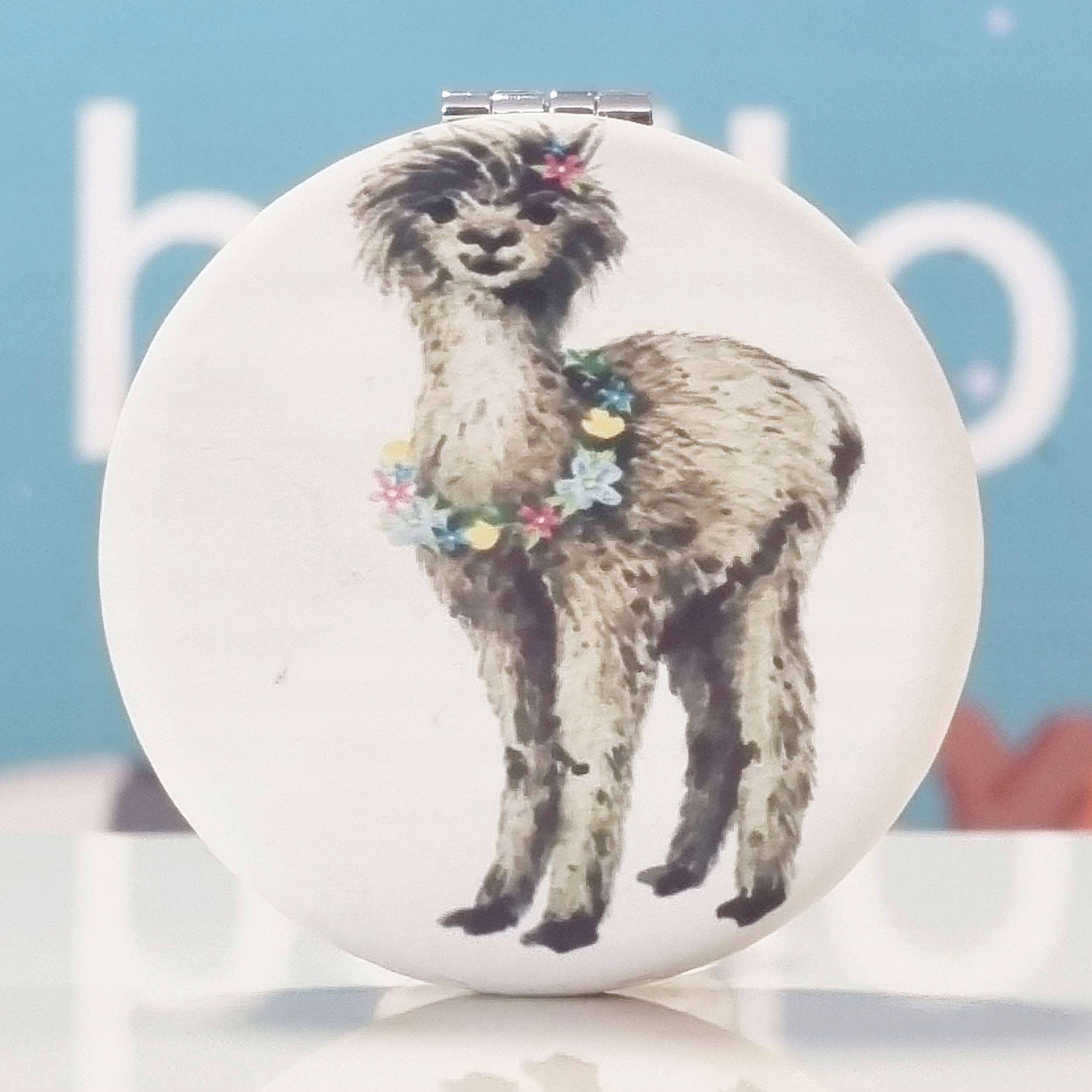 Lusterko kieszonkowe okrągłe dwustronne alpaka