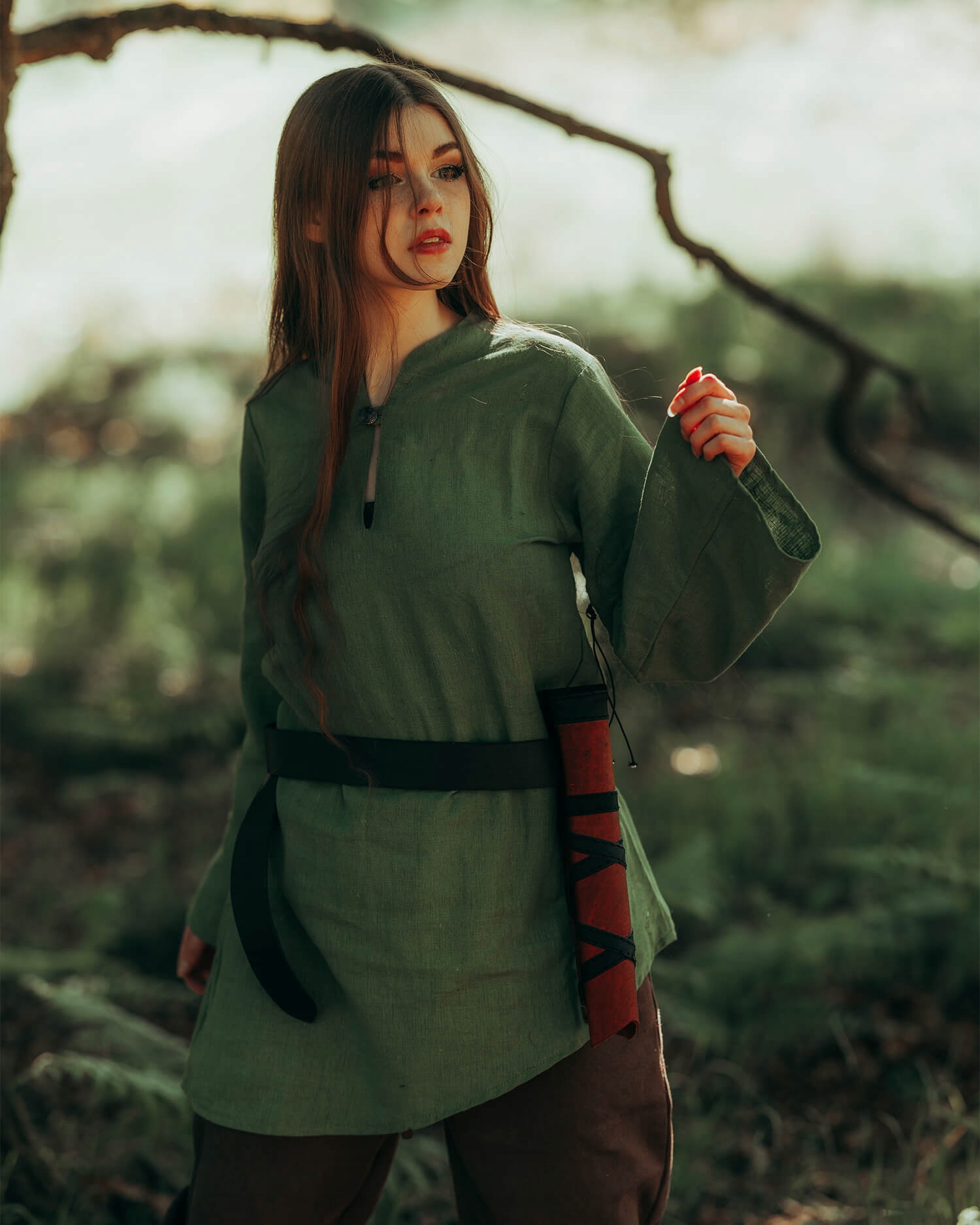 Lněná Halenka Galatea Zelená XXL Larp