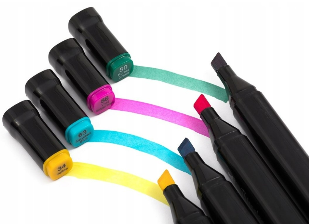 MARKERY ALKOHOLOWE 80 SZT FLAMASTRY MAZAKI PISAKI DWUSTRONNE PRO + TORBA Kolor Wielokolorowy