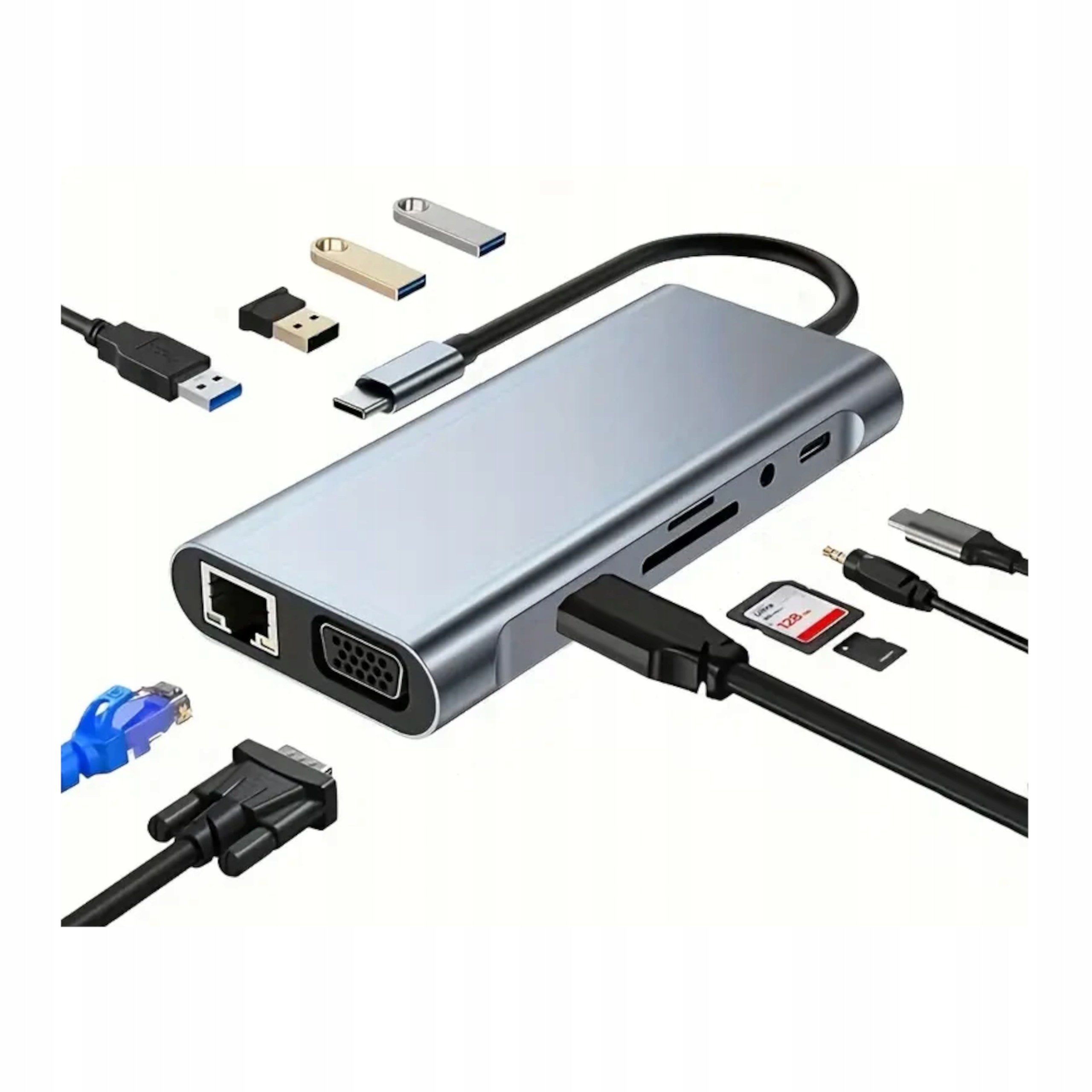 Adaptér Hub 11v1 Usb-c Hdmi 4k Power Delivery Usb Lan Gigabit