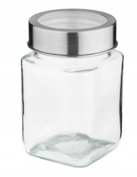 

Kwadratowy Słoik Pojemnik Z Srebrną Pokrywką 700ML
