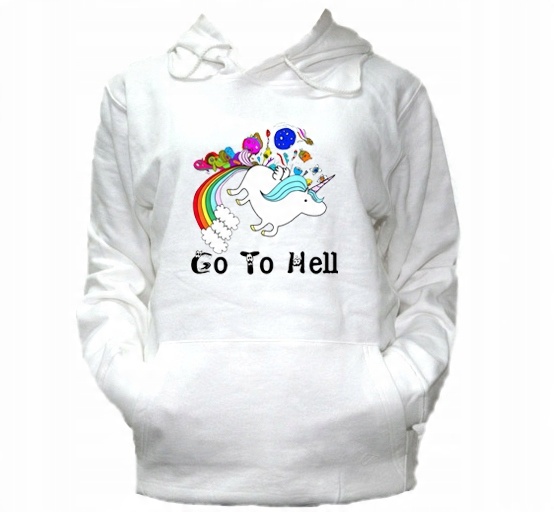 

XL Bluza Kaptur Damska Rzygam Tęczą Unicorn Hell