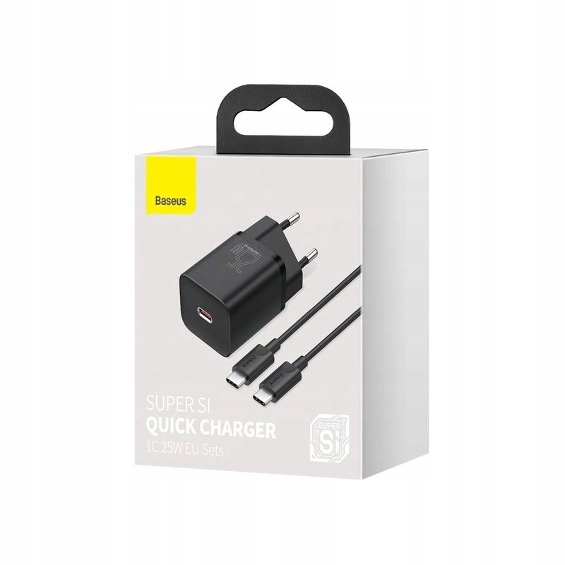 Ładowarka zasilacz 5V/3A 9V/2,77A 12/2,1A PD3,0/25W sieciowa Usb-c czarna
