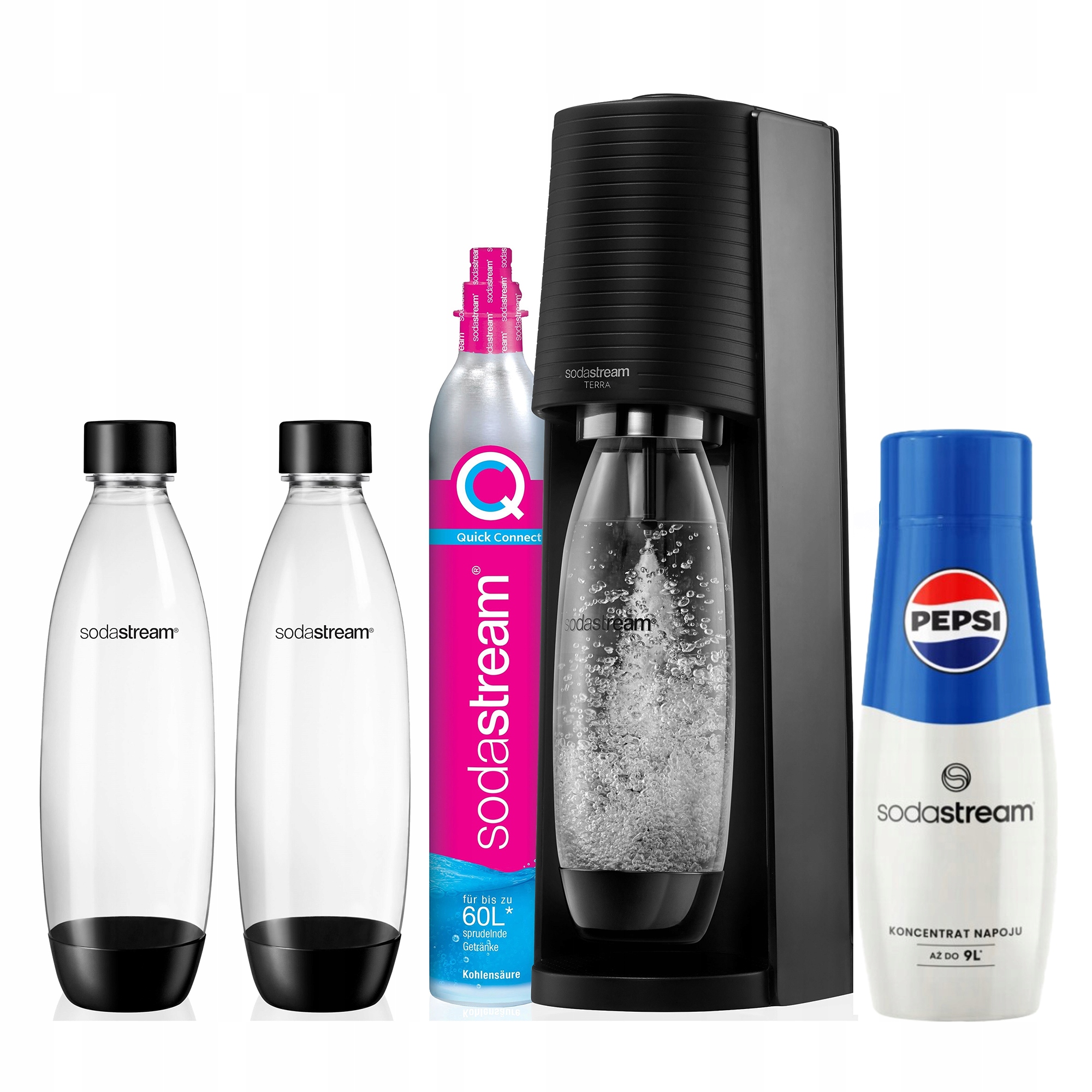 Sodastream Terra saturátor Bombička 2 Flašky 1L pepsi sirup