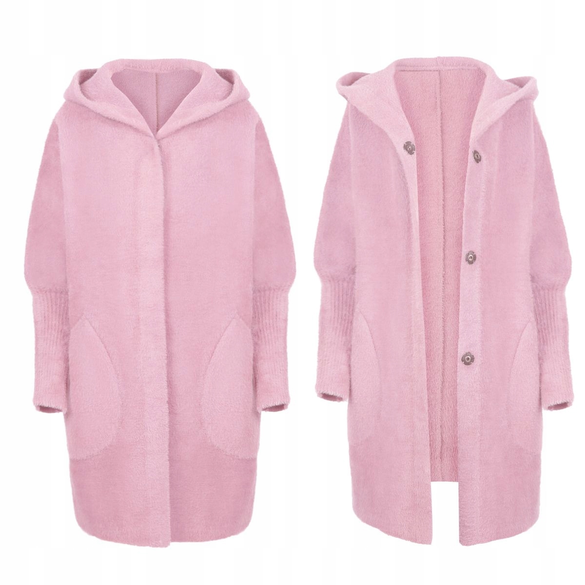 SWETER ALPAKA CIEPŁY MILUTKI WEŁNA OVERSIZE KAPTUR RÓŻNE KOLORY Długość przed kolana