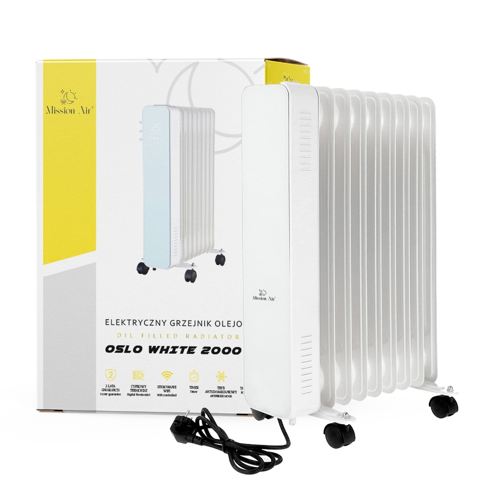 Elektrický olejový ohřívač Oslo Mission Air bílý 2000W bílý Wifi Timer