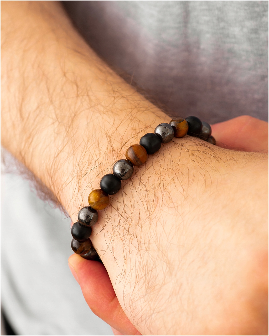 Bransoletka MĘSKA sznurkowa ONYKS MAGNETYT Marka Blingart