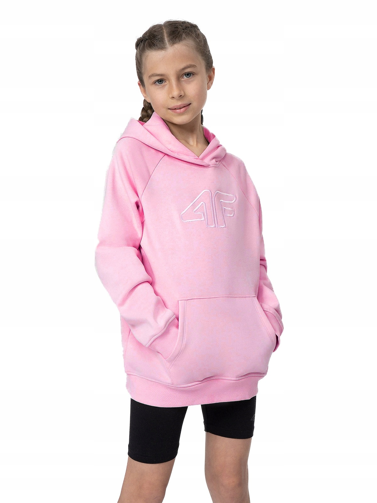 4F Bluza Dziewczęca Dresowa z Kapturem 4FJSS23TSWSF217-56S Jasny Róż 152 cm