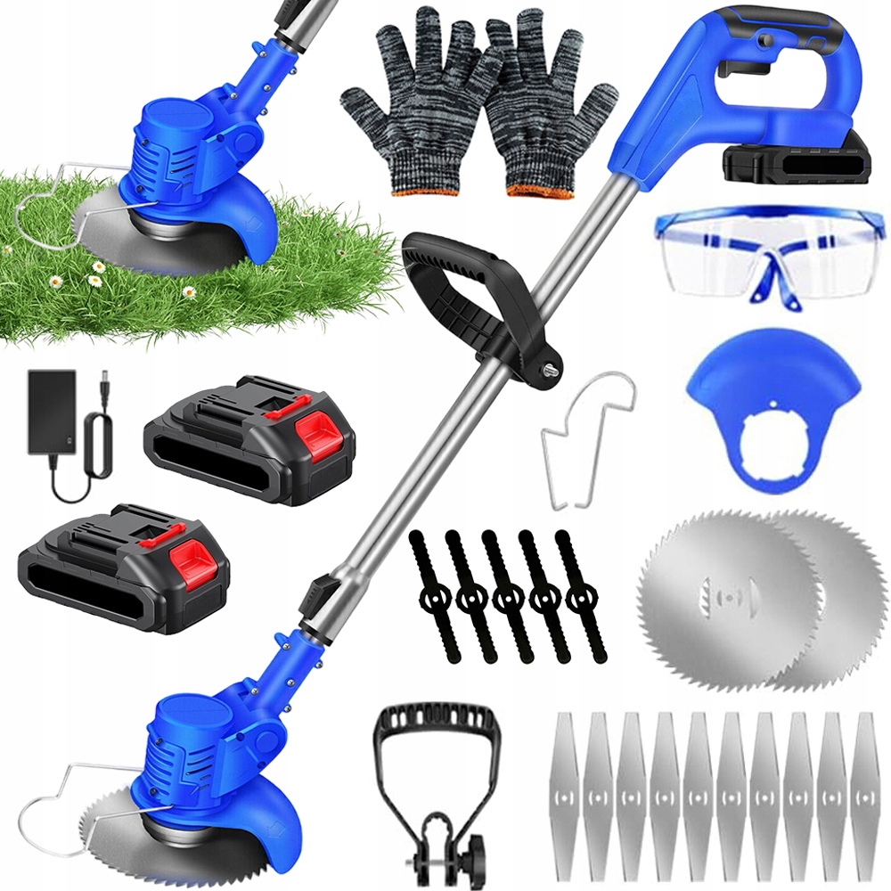 2 Akumulátorový Vyžínač Křovinořez Zahradní Vyžínač Trávy 3 Různé Čepele