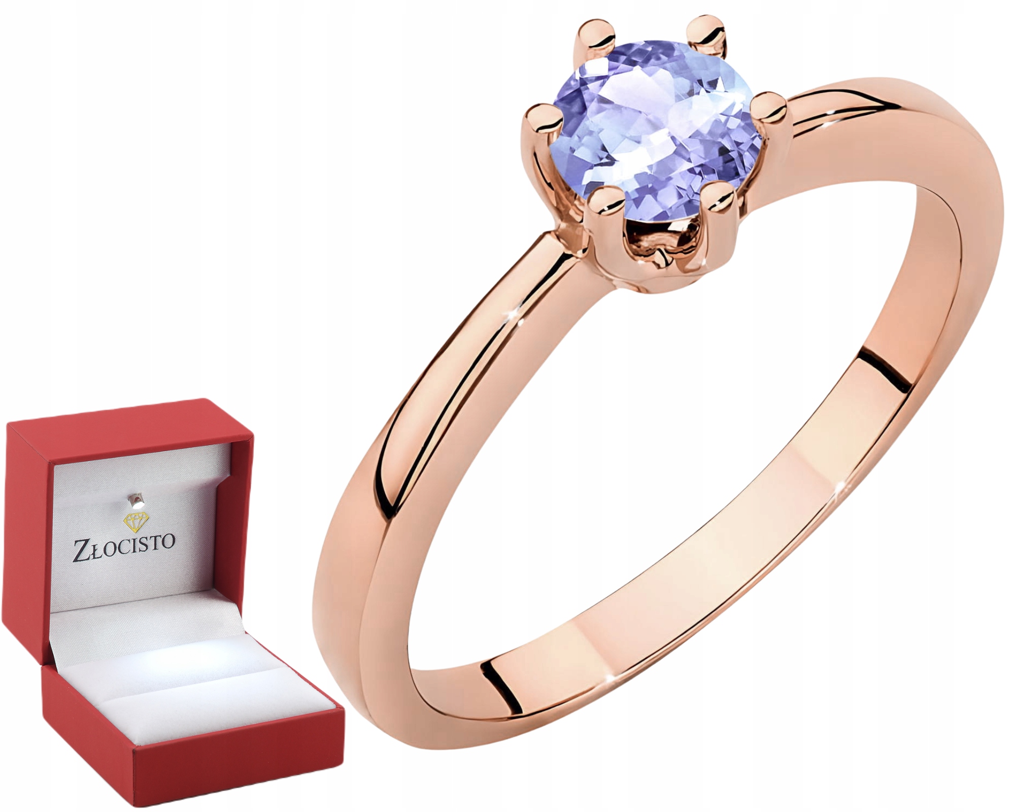 Zlatý Prsten S Tanzanitem A Růžovým Prstýnek