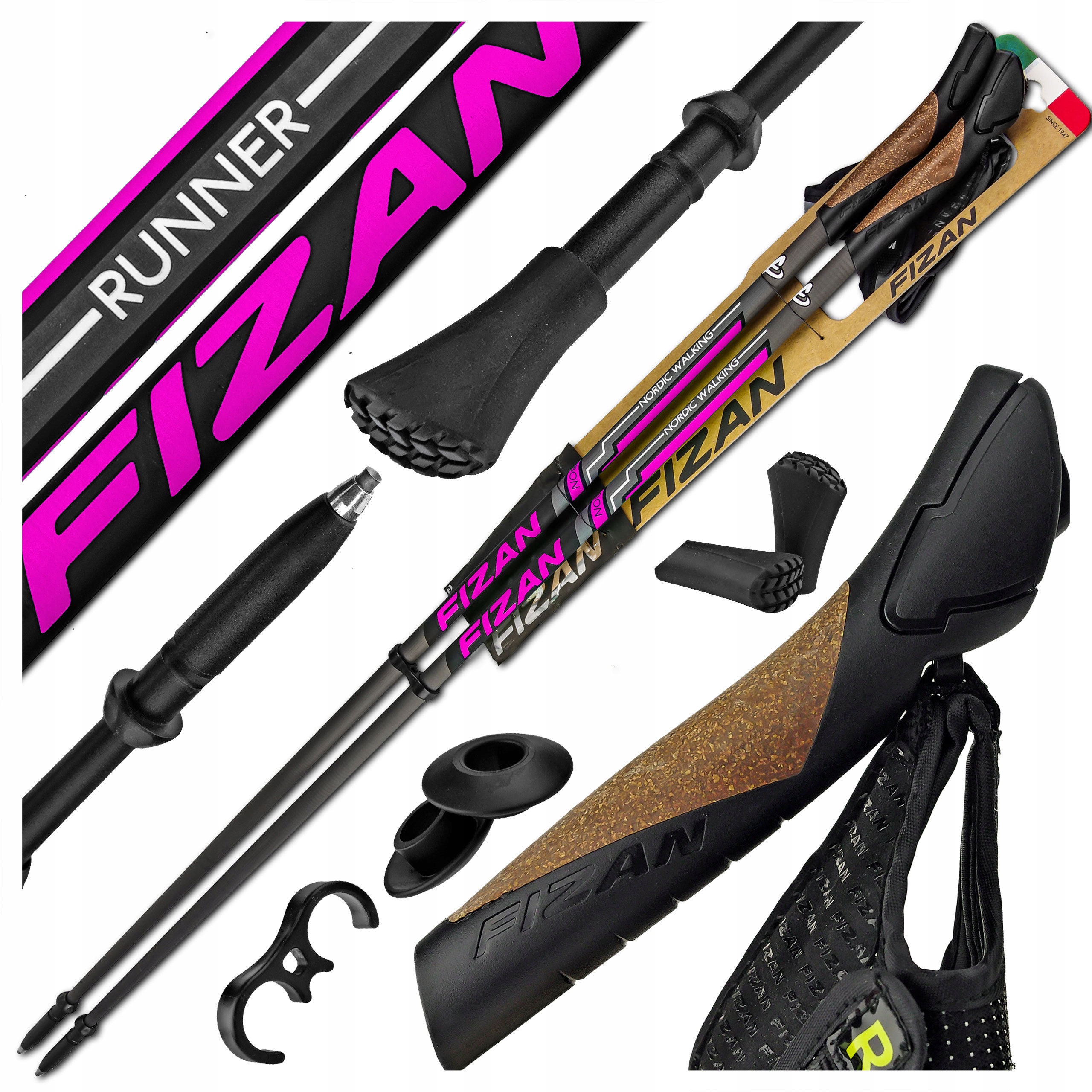 Kije Kijki Nordic Walking Fizan Runner Carbon Karbonowe Do Chodzenia 115 cm