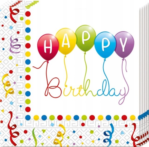 

Serwetki Happy Birthday Streamers 33x33 cm, 20 szt