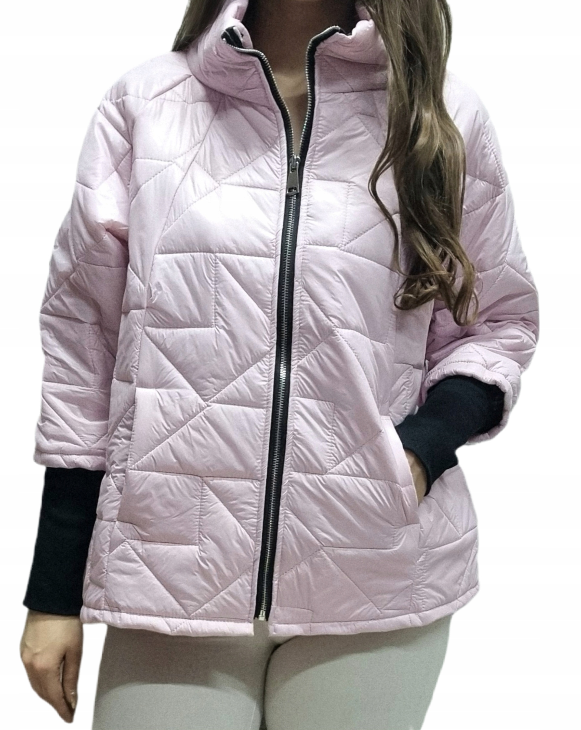 Jarní prošívaná bunda 2XL 3XL 44 46 Plus Size Velké Velikosti Zip