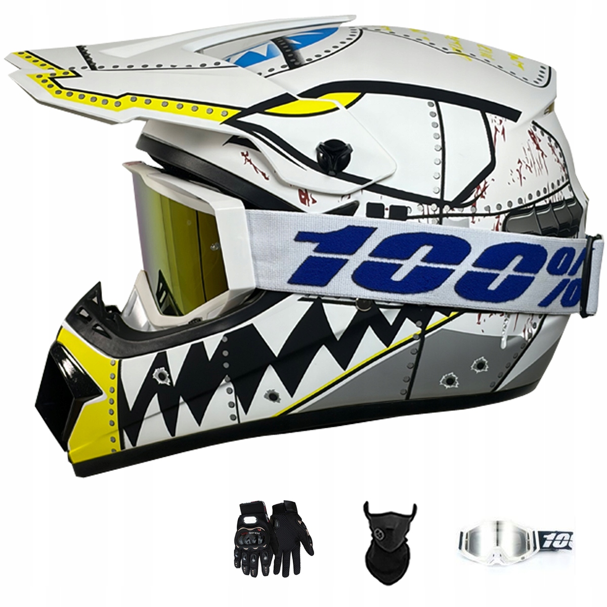 Motocyklová Přilba Lehká Enduro Quada Brýle Rukavice Maska XL