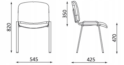 KRZESŁO konferencyjne biurowe ISO Black C73 SZARE Nowy Styl Oryginalne Głębokość mebla 56 cm