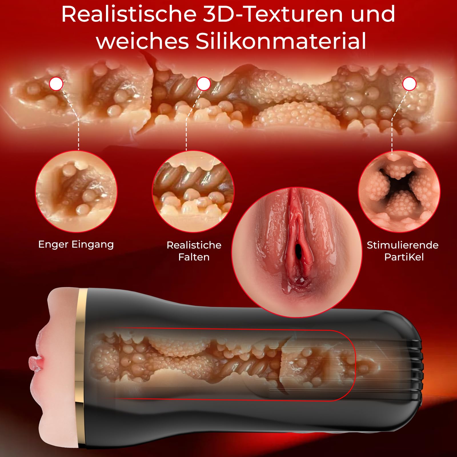 AUTOMATYCZNY MASTURBATOR DLA MĘŻCZYZN 10 WIBRACJI 5 TRYBÓW SSANIA 3D WAGINA — miniatura 4