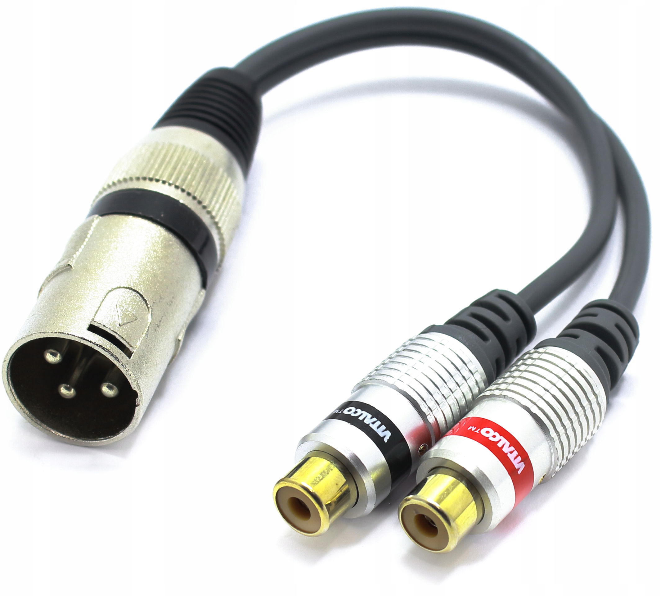 ADAPTER PRZEJŚCIÓWKA WTYK XLR 3 PIN MĘSKI NA 2X GNIAZDO RCA VITALCO