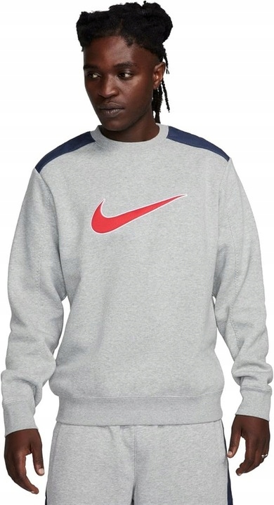 Tepláková Mikina Nike Fleece Přes Hlavu, Bavlněná, Šedá L