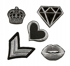 

kmpl zestaw srebro termo haft Sm naszywki łaty Pl