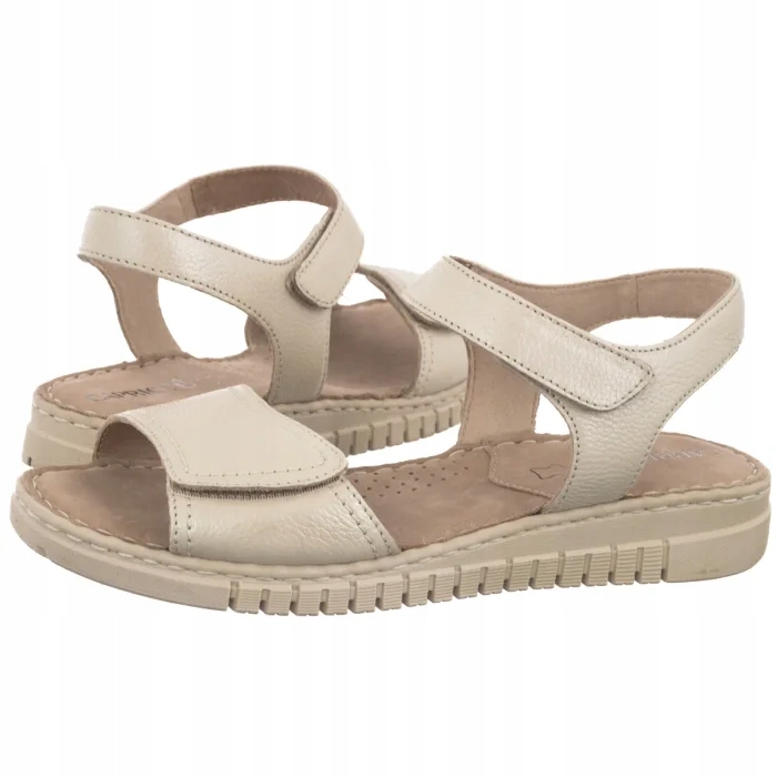 Kožené dámské sandály Caprice perleťové 28103 Pearl Nappa Béžové