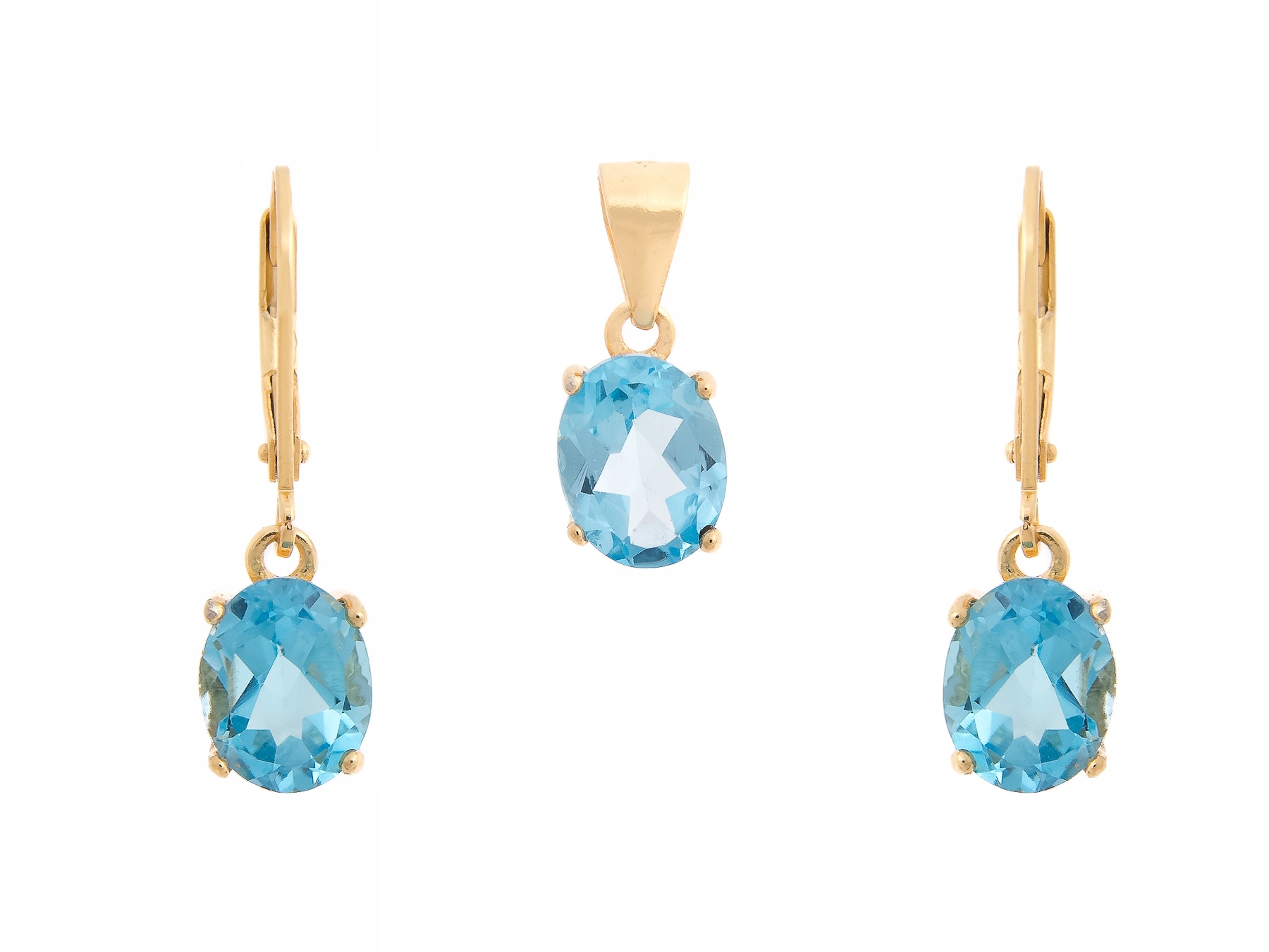 Stříbrný Pozlacený Komplet Swiss Topaz Přírodní
