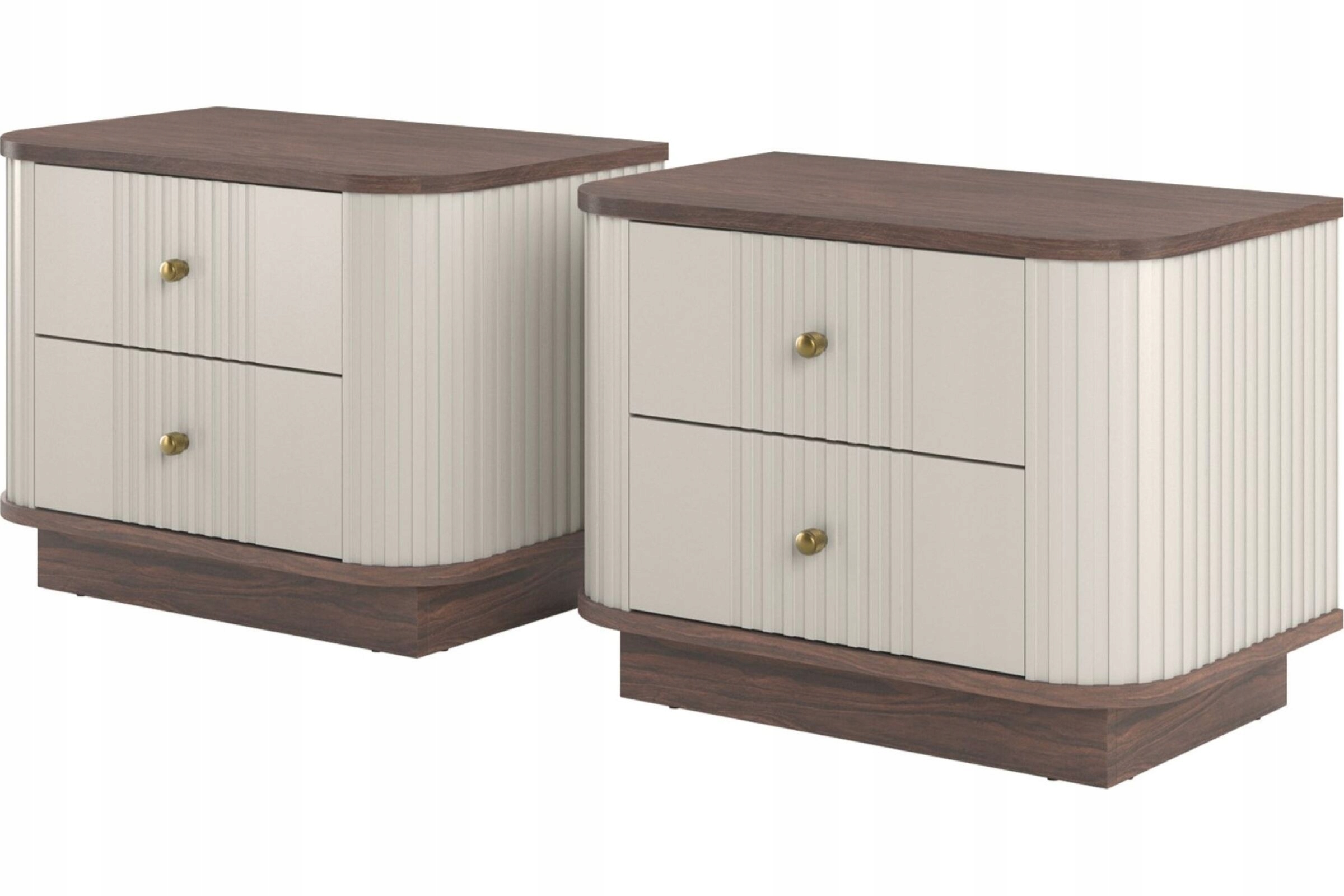 Zestaw szafek nocnych Vesper 3 Gold 56 2SZ górny blat Orzech Kaszmir