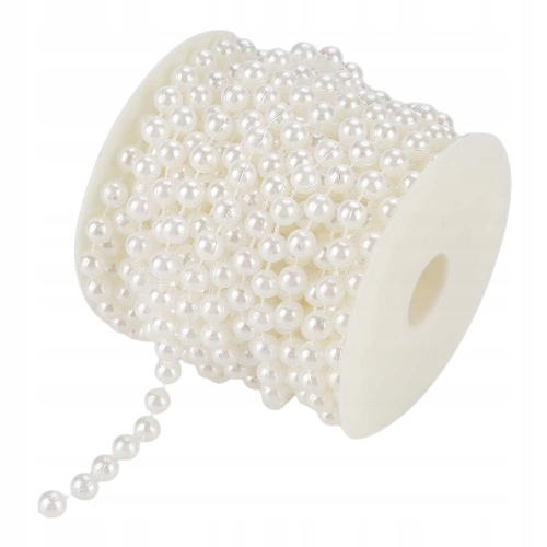 GIRLANDA PERŁOWA Perełki na Choinkę Białe 5m