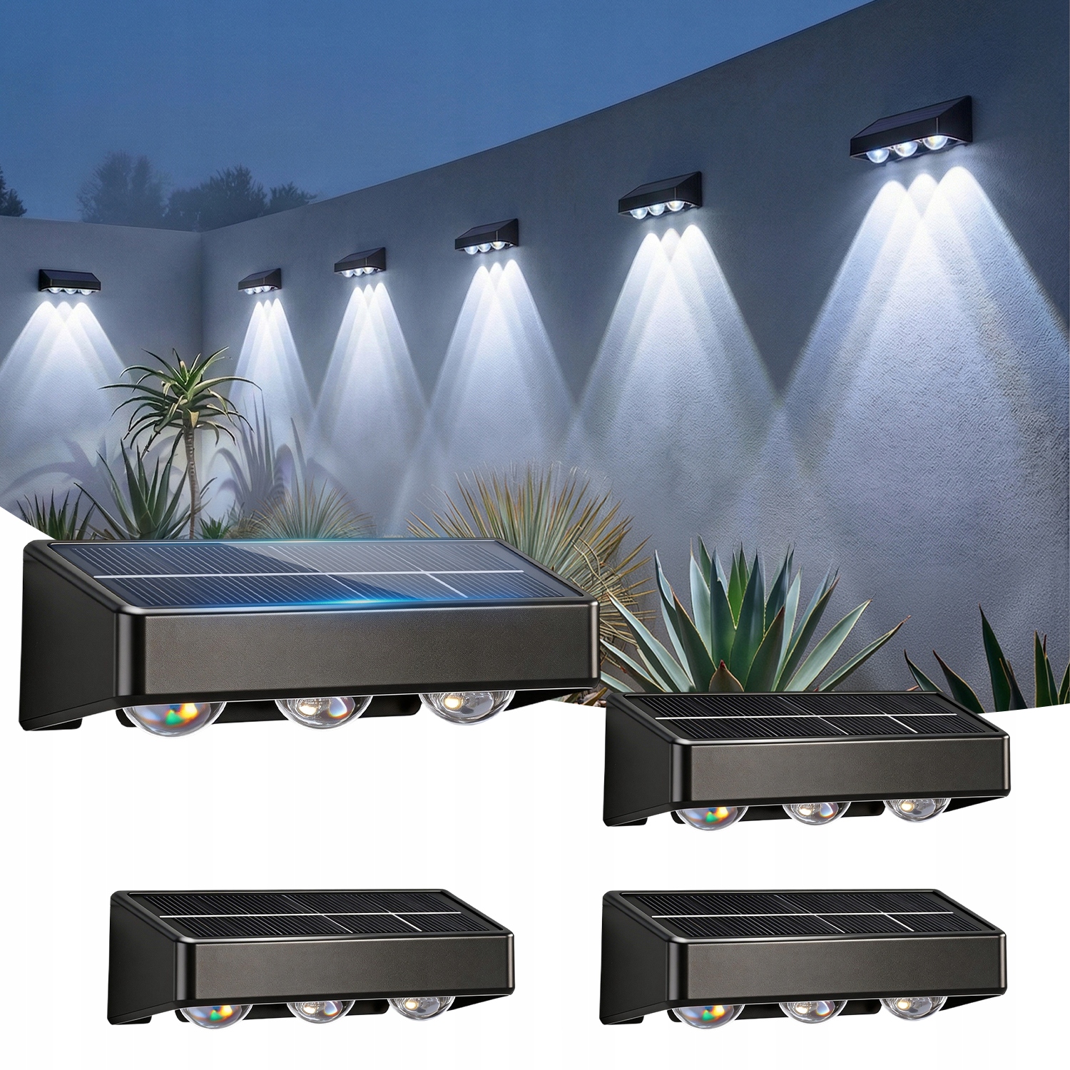 2 szt. LED Solar Light 3 diody LED Kinkiet RGB Solar Spotlight Outdoor