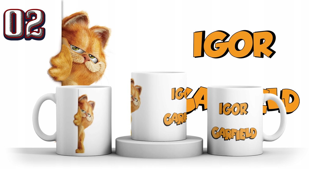 KUBEK GARFIELD KOT GARFILD + IMIE + KARTONIK Materiał ceramika