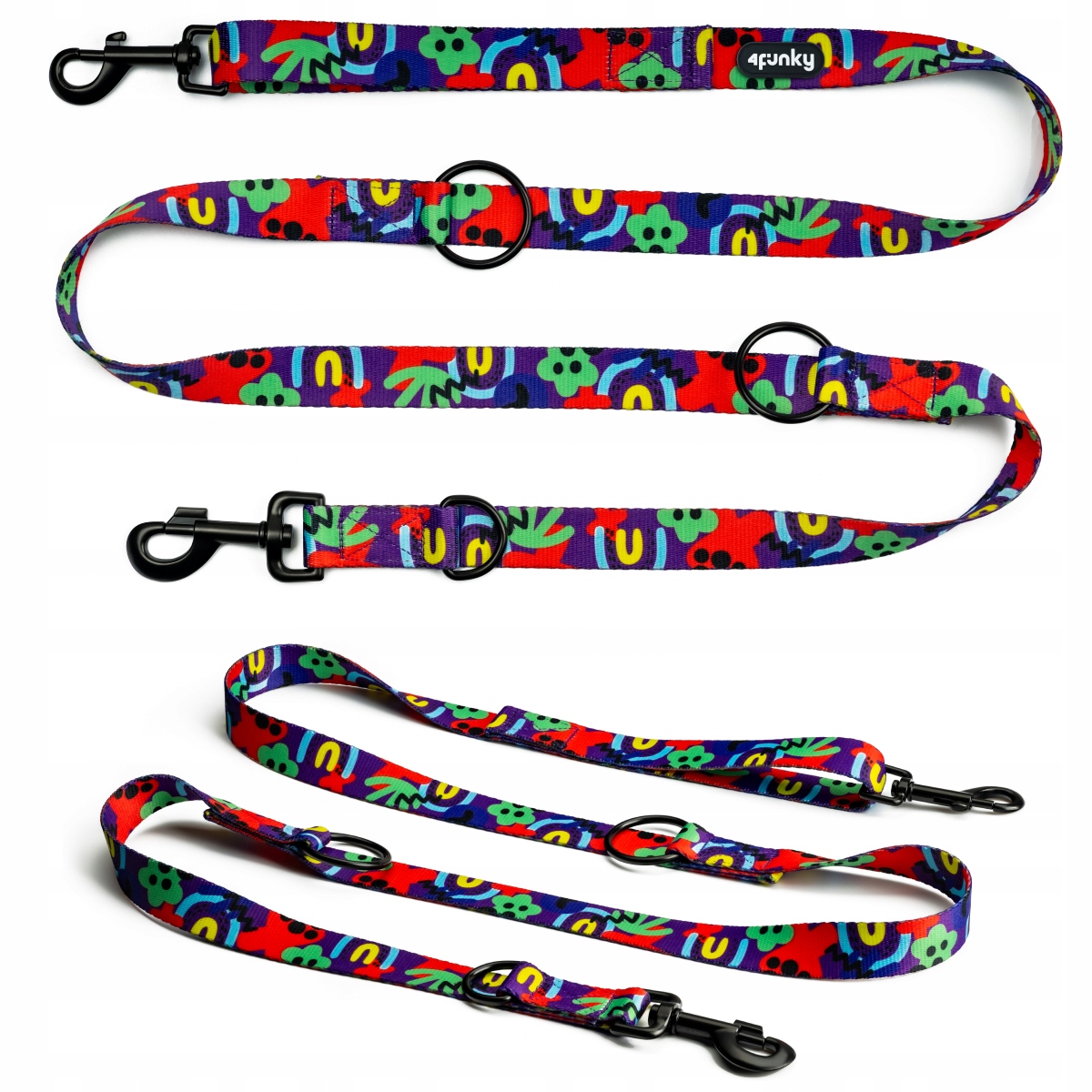 Levně Barevné vodítko pro psa 4 Funky Neon Bloom 2,5 cm 300 cm – L/XL