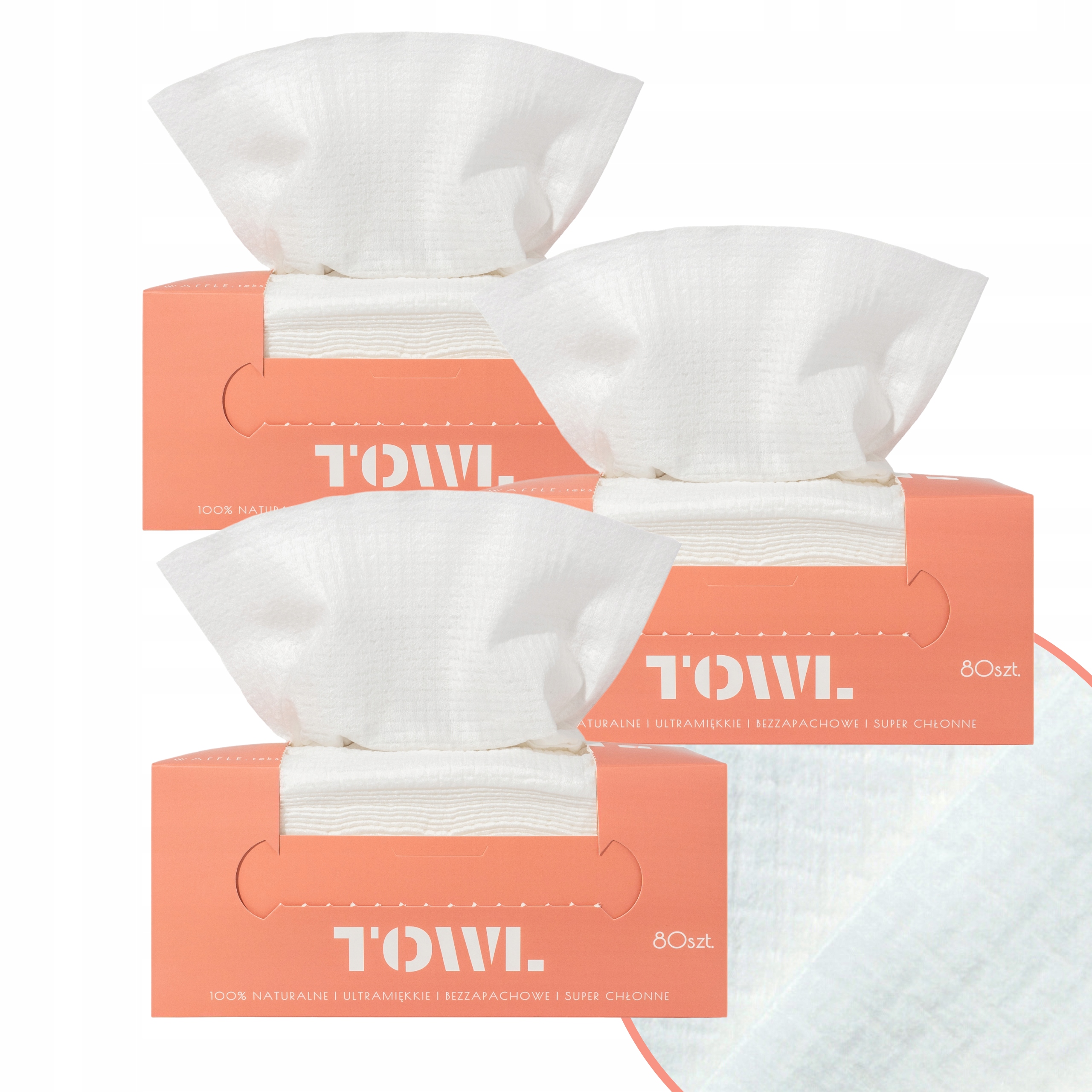 3x Jednorazowe Ręczniki Do Twarzy 80 szt. Towl Waffle