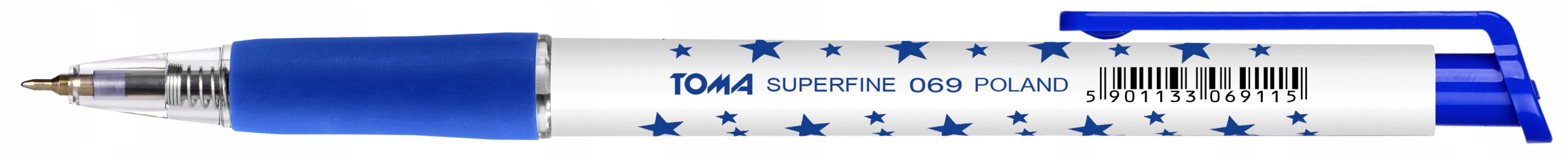 Guľôčkové pero modré HVIEZDIČKY automatické Super - Fine na stiahnutie TO-069 TOMA