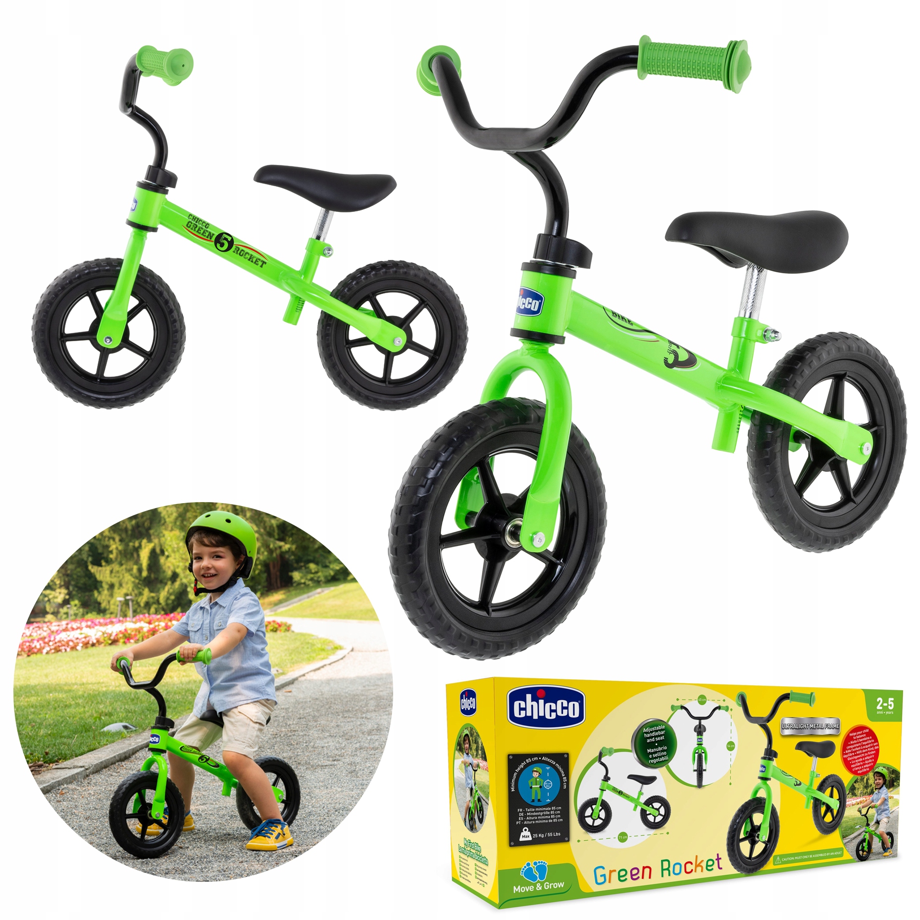Lekki Rowerek Rower Biegowy Dziecięcy Do Nauki Równowagi Chicco Zielony