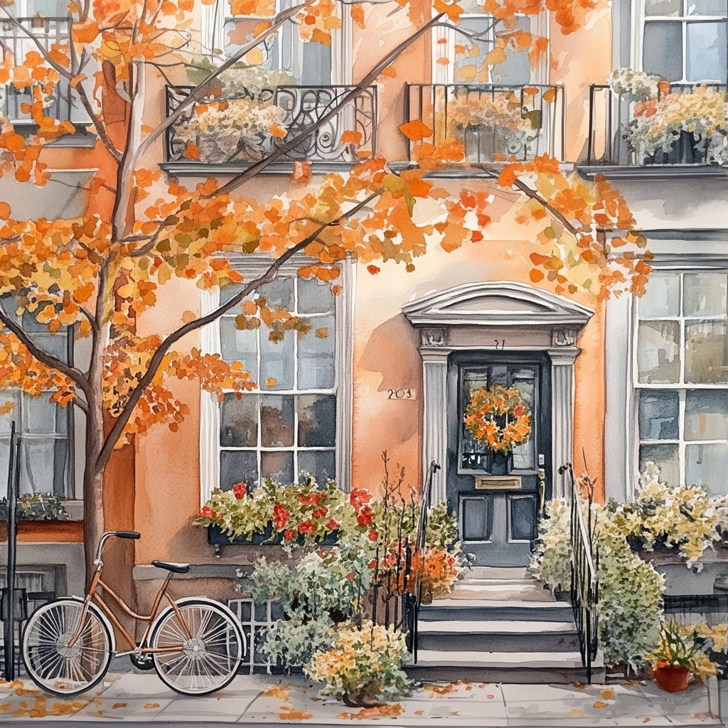 Obraz Na Plátně Canvas Město Ulice Kamenné Dveře Vchod Podzim 80x80