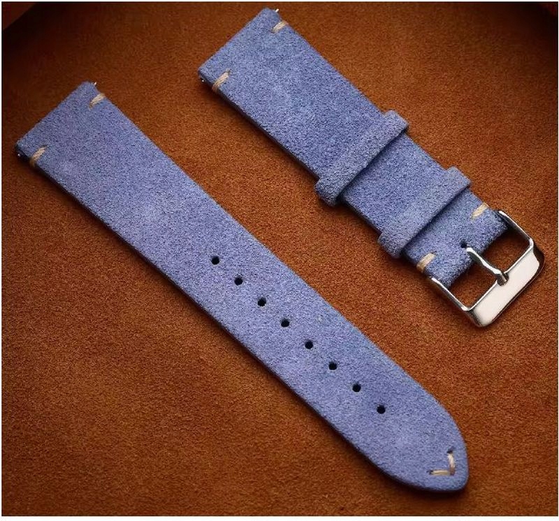 Pasek do damskiego męskiego zegarka 22 mm skóra nubukowa liliowy fioletowy