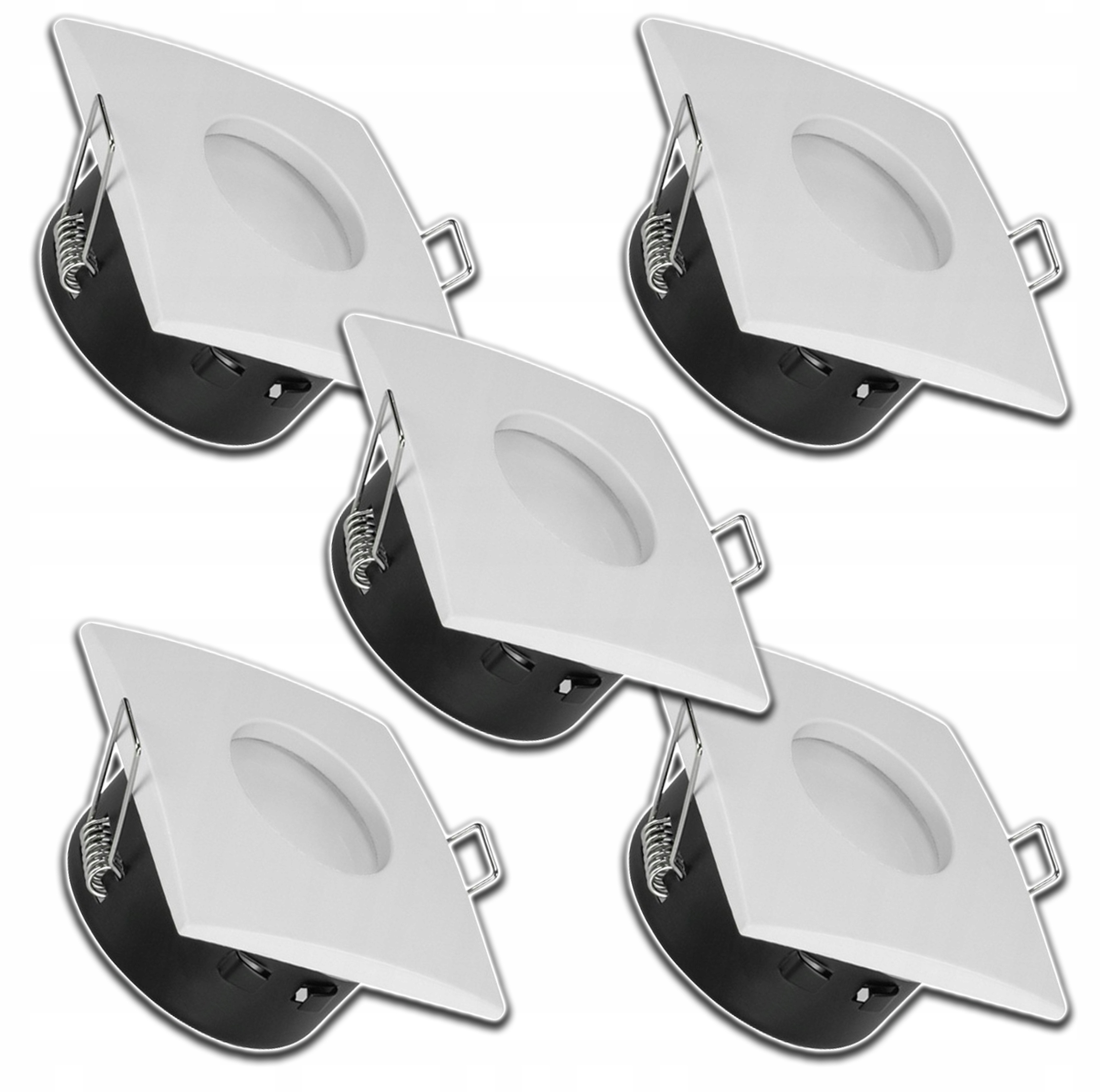 5 x Zapuštěné Čtvercové Stropní Svítidlo Vodotěsné Podomítkové Halogenové