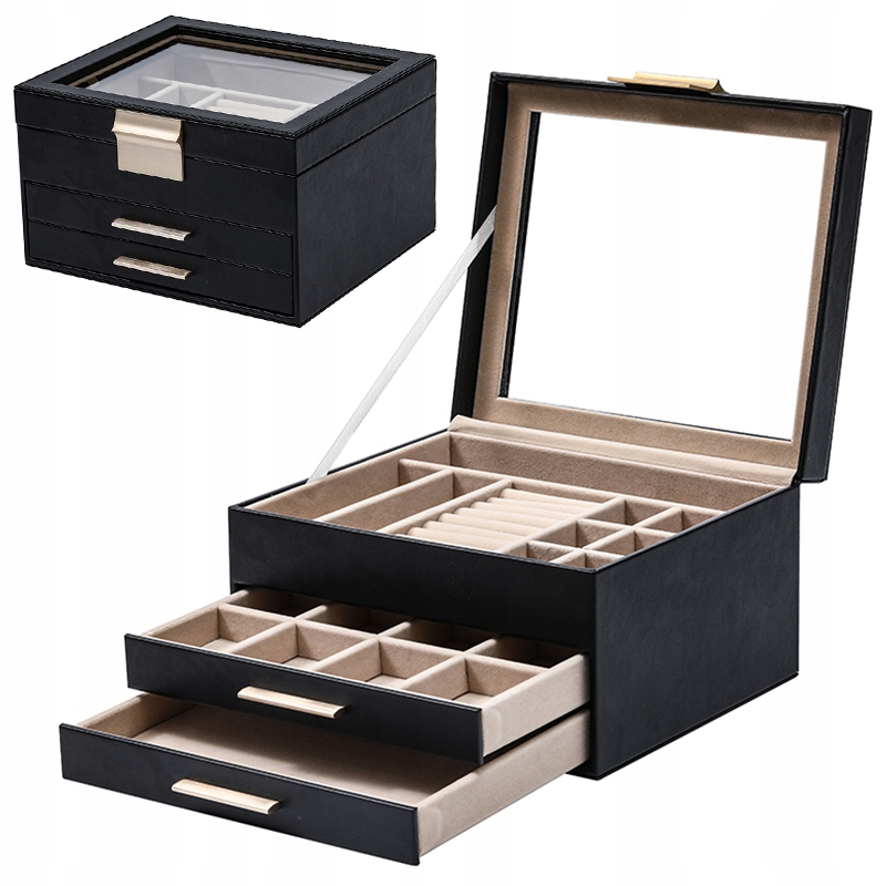 Szkatułka Pudełko Na Biżuterię Organizer Przechowywania Kuferek