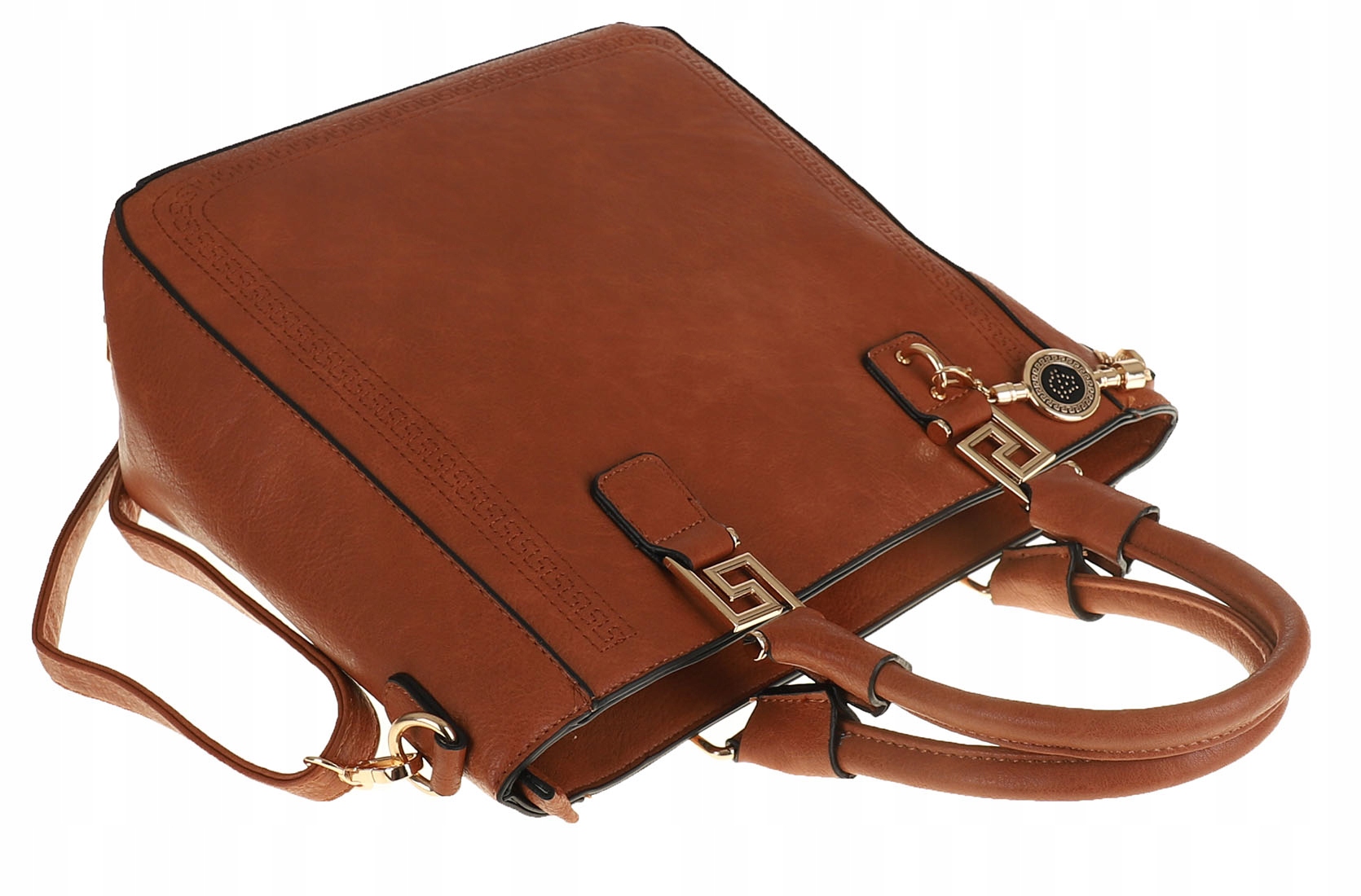 Victoria&Co Torebka Damska brązowa teczka listonoszka H063 brown Cechy dodatkowe kieszonka na telefon