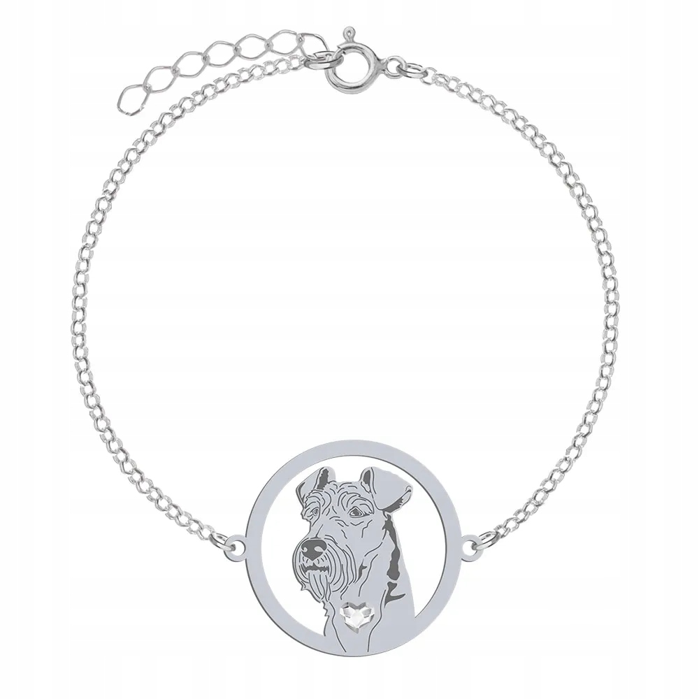 Stříbrný náramek s irským teriérem 925 Řetízek Žena Dárek Gravírování