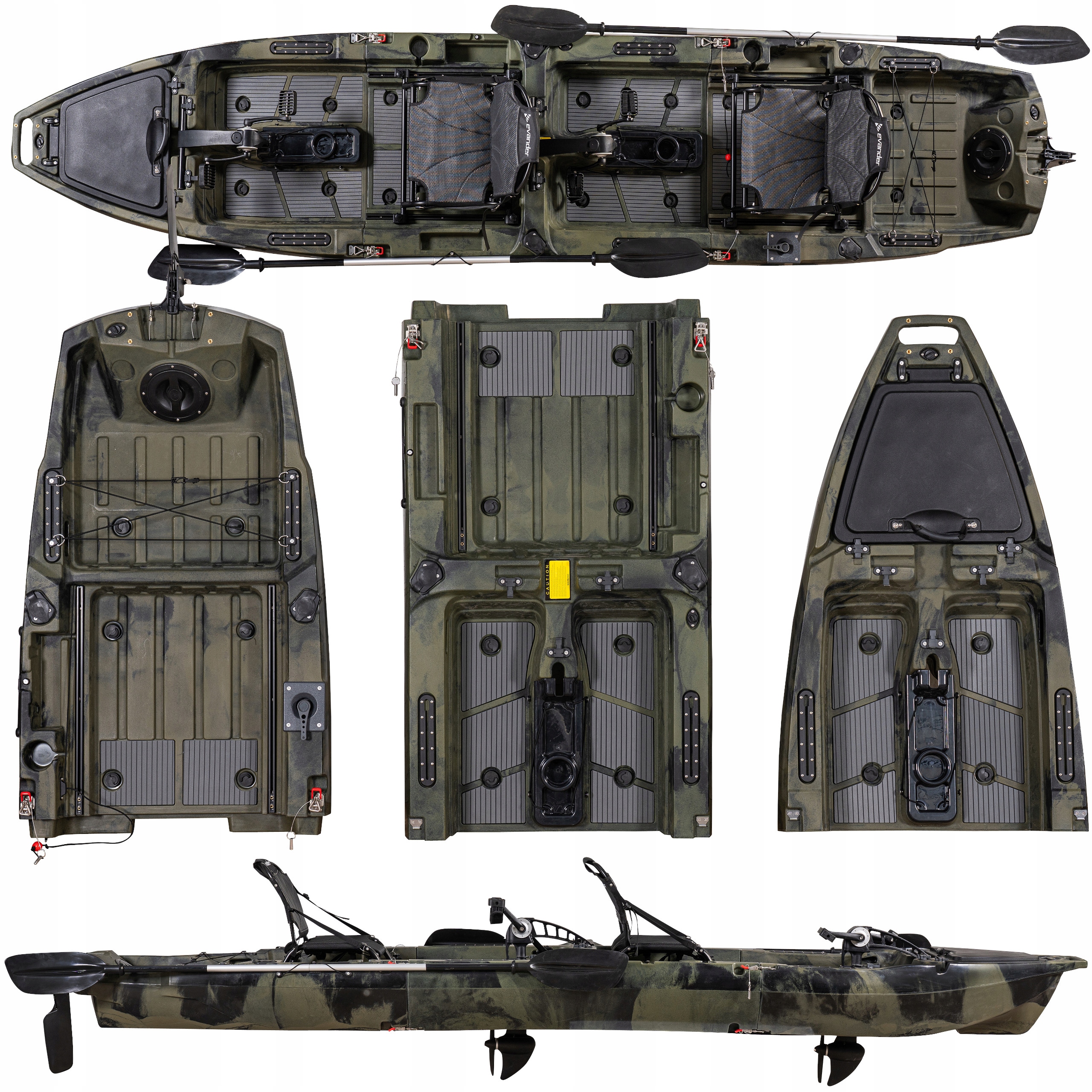 Dwuosobowy Modułowy Kajak Wędkarski Z Napędem Nożnym 450CM Składany