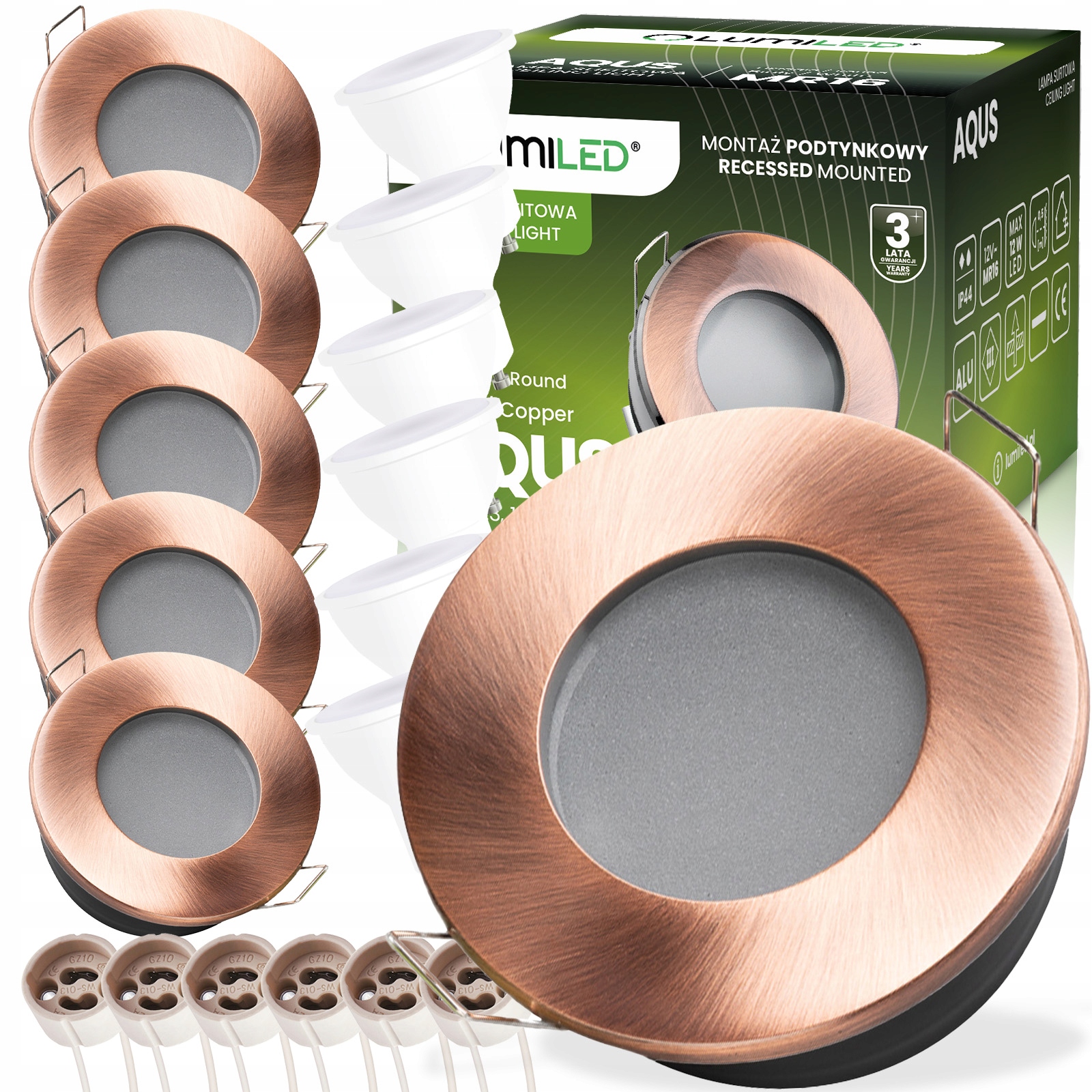 6x Oprawa Halogenowa Hermetyczna Sufitowa Podbitka Żarówka Led GU10 6W