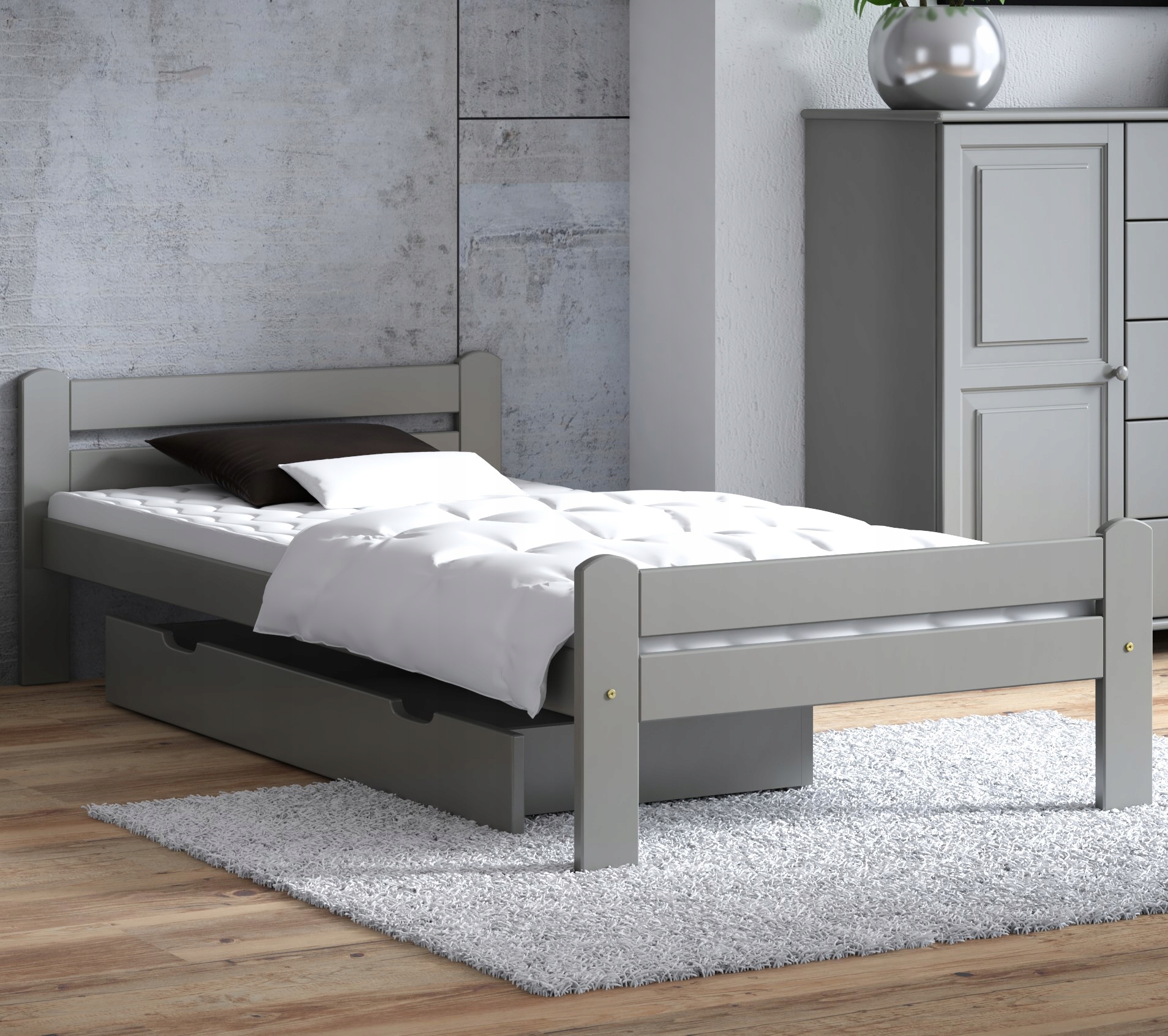 Dřevěná Postel Dorota 80x200 rám Šedá