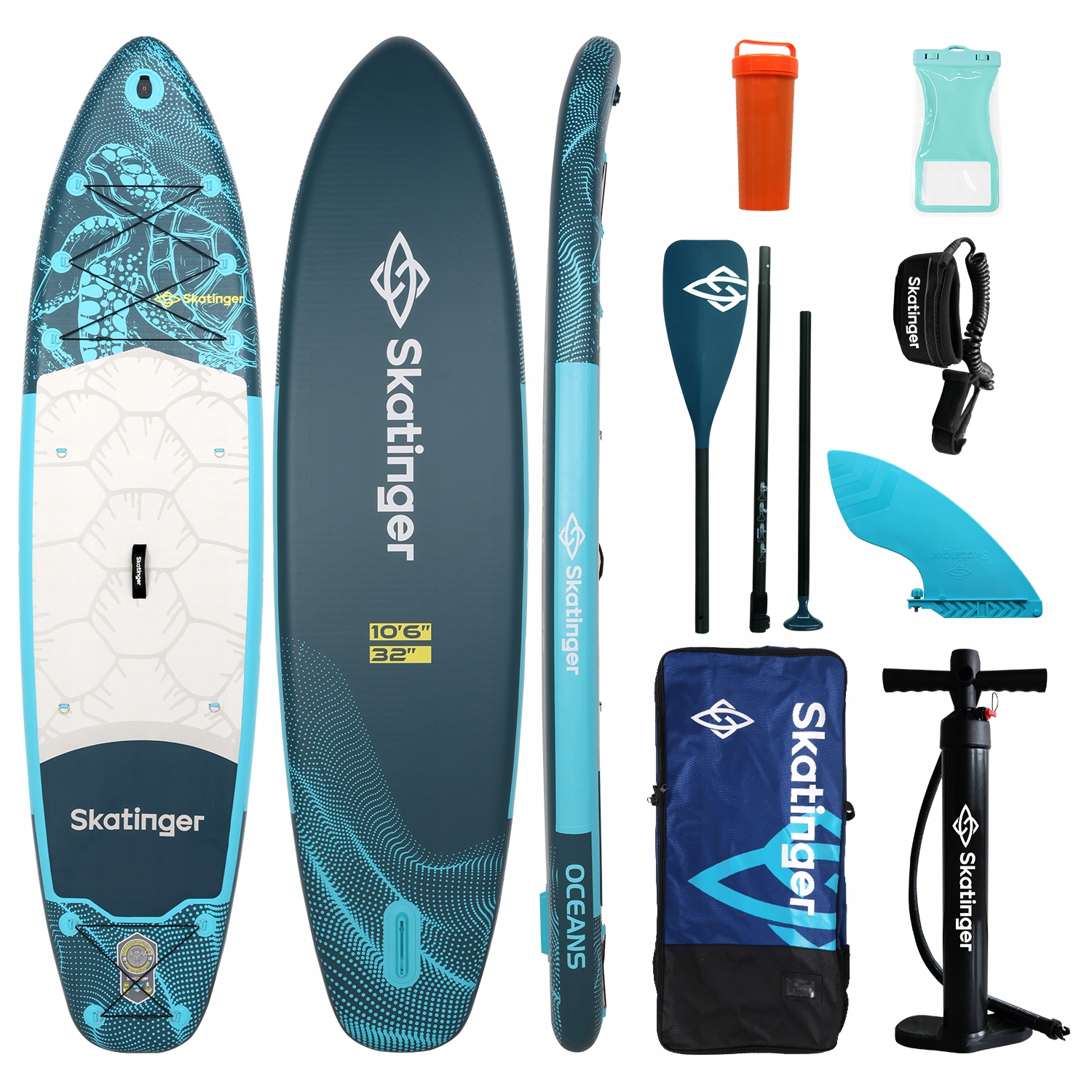 Sup deska Skatinger Turtle Ocean Allround 11' 320x81 cm s pádlem a příslušenstvím