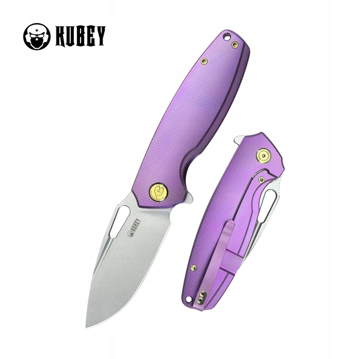 Nůž Edc Flipper Kubey Tityus Purple Titanium, Bead Blasted 14C28N