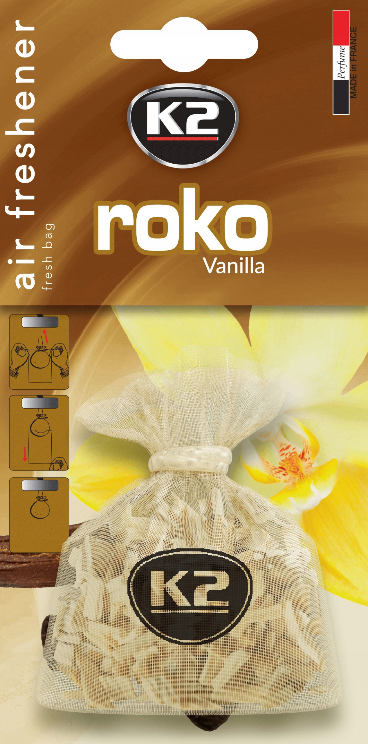 K2 ROKO ZAPACH SAMOCHODOWY WORECZEK WANILIA 20G