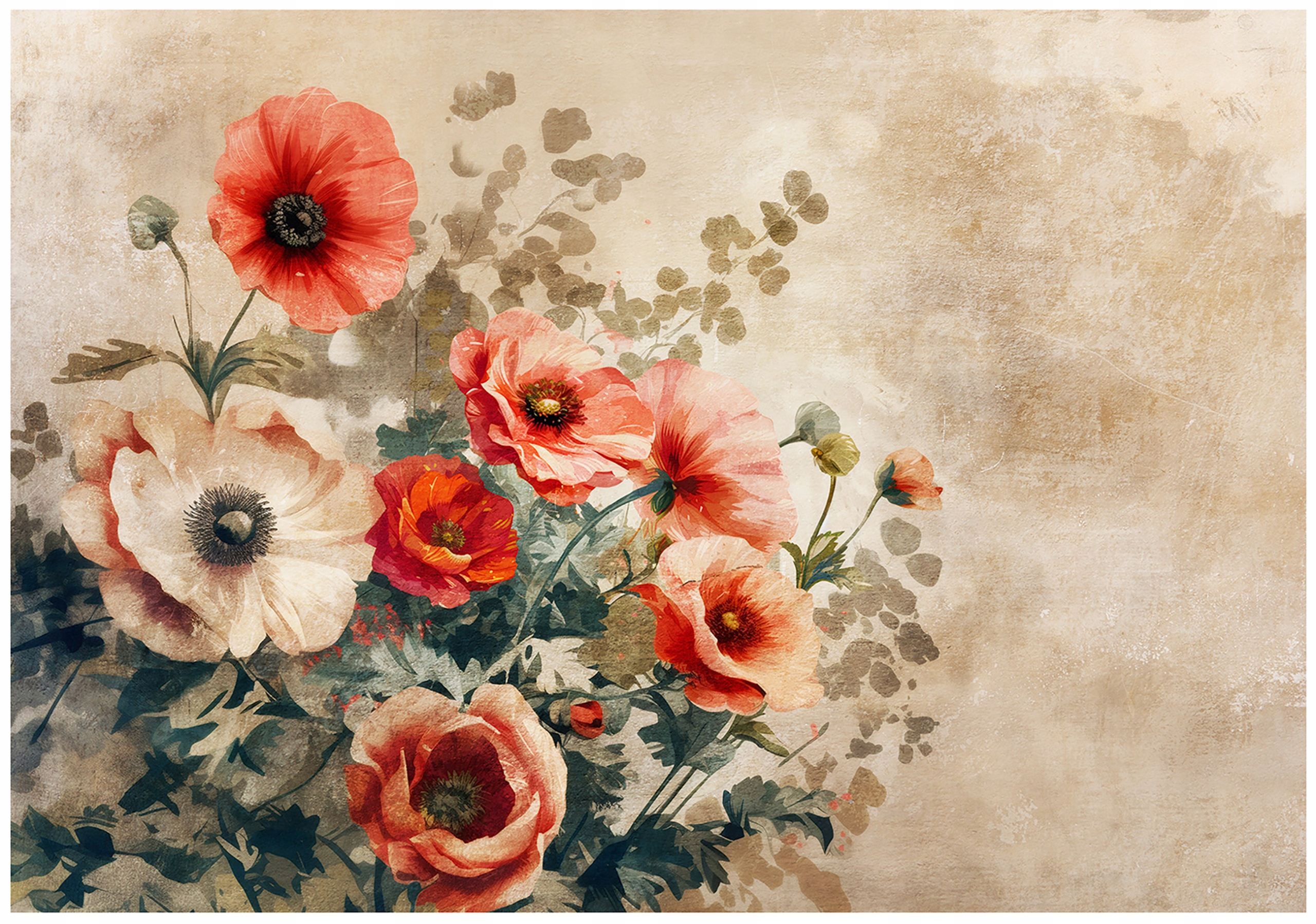 Fototapeta Béžová Kvety Betónová Tapeta Do Predsiene Kancelárie 400x280