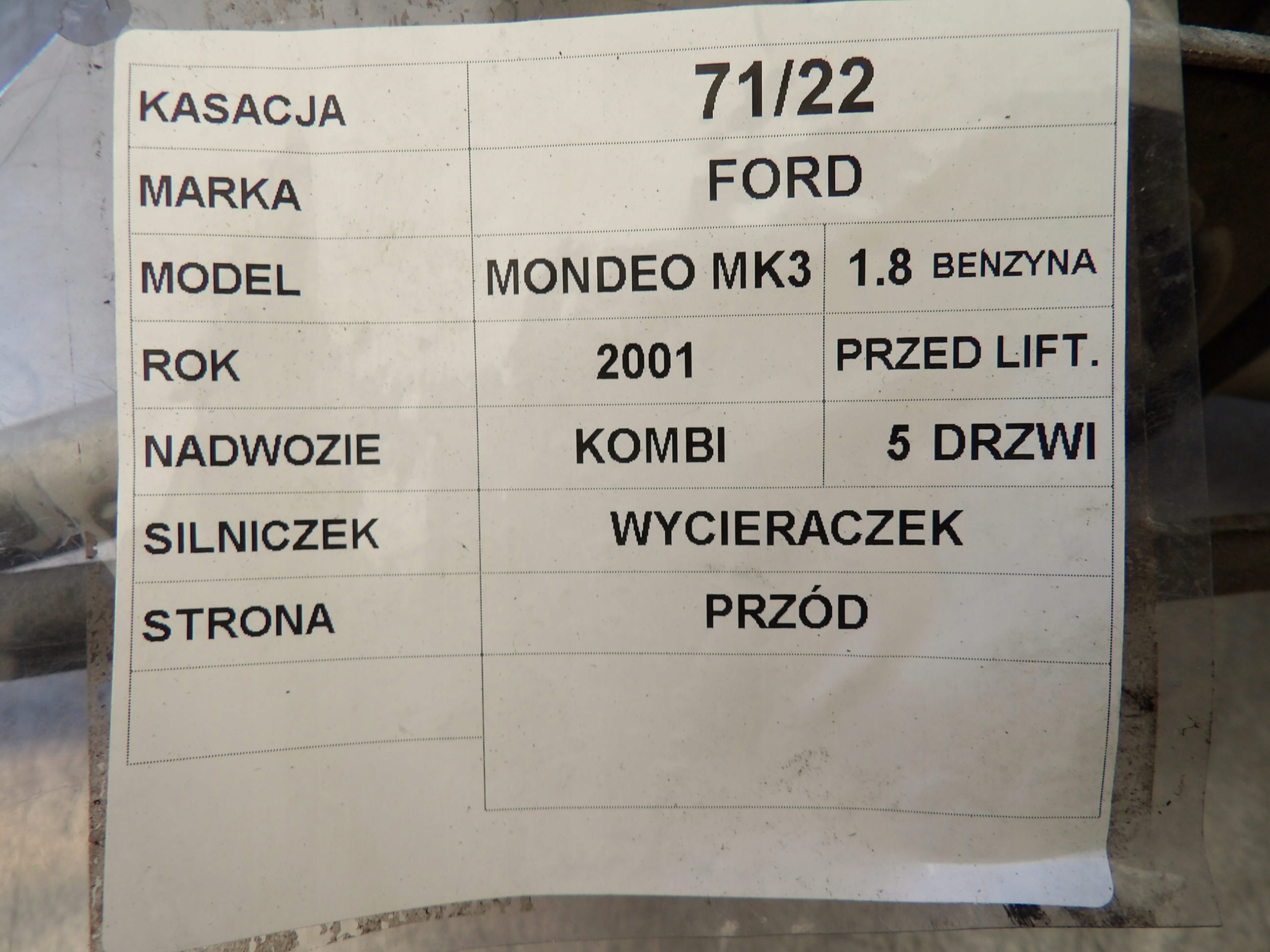 WISCHERGESTÄNGE FORD MONDEO MK3 0390241702